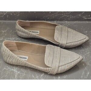 Steve Madden Jainna Shoes Flats Croc Bone Gray Pointed Toe,Size 7